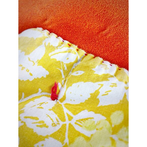 VTG Handmade Throw Quilt Pheasants Floral Hand Sewn TerryCloth/Cotton 54" x 84" - Picture 5 of 10